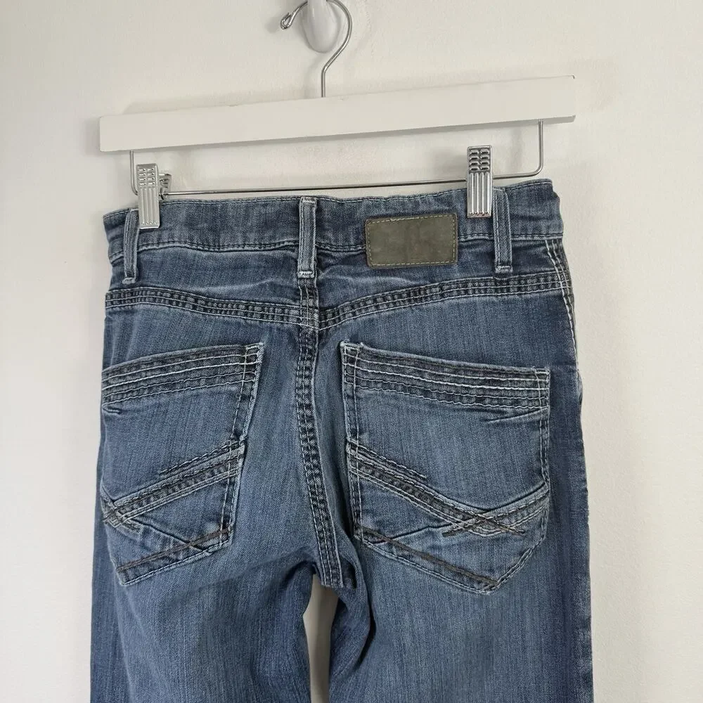 BKE Alec Straight Leg Jeans Western Cowboy Country‎ Whisker Big Stitch Mens 29R